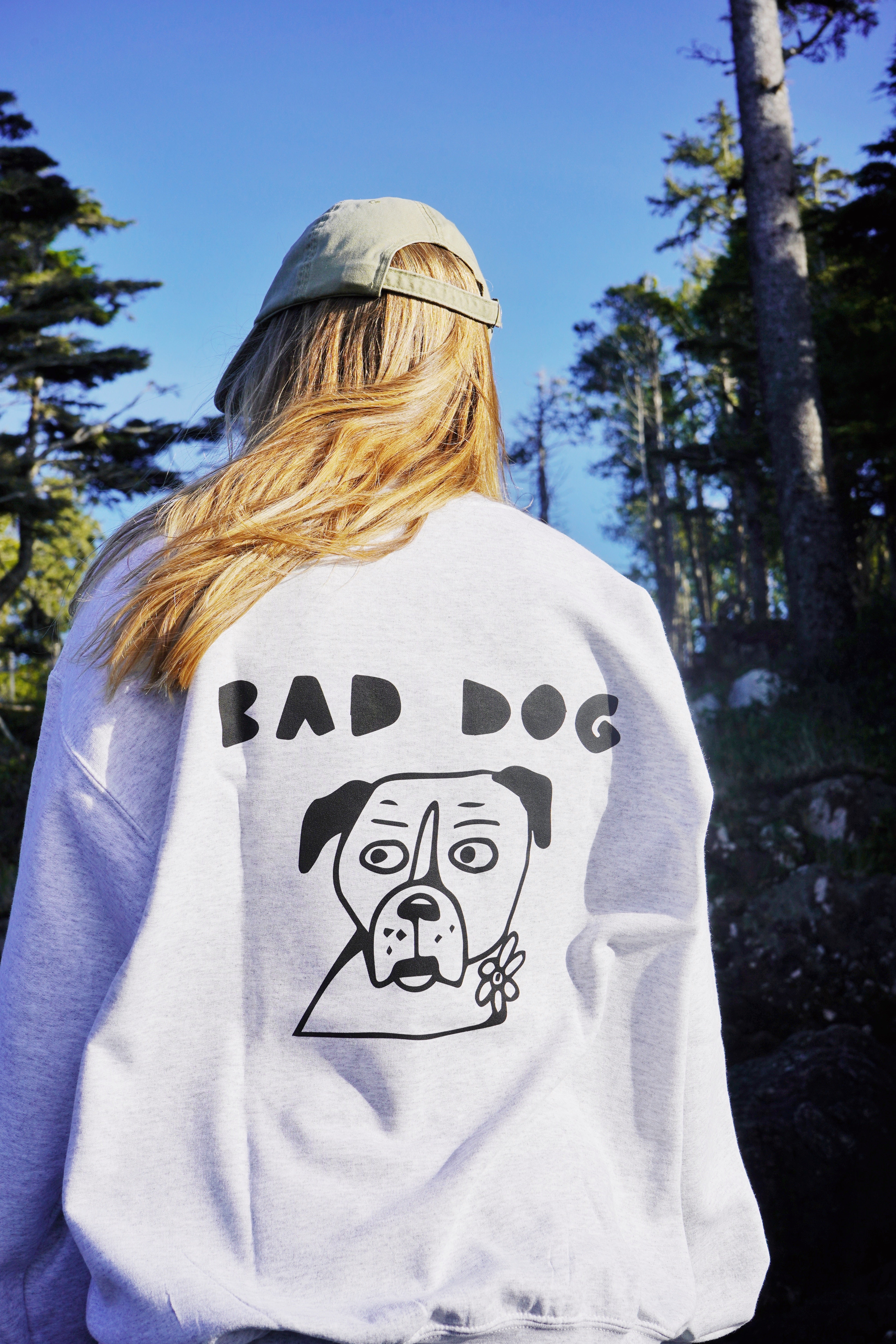 Bad Dog Crew Neck Sweater in Sport Grey