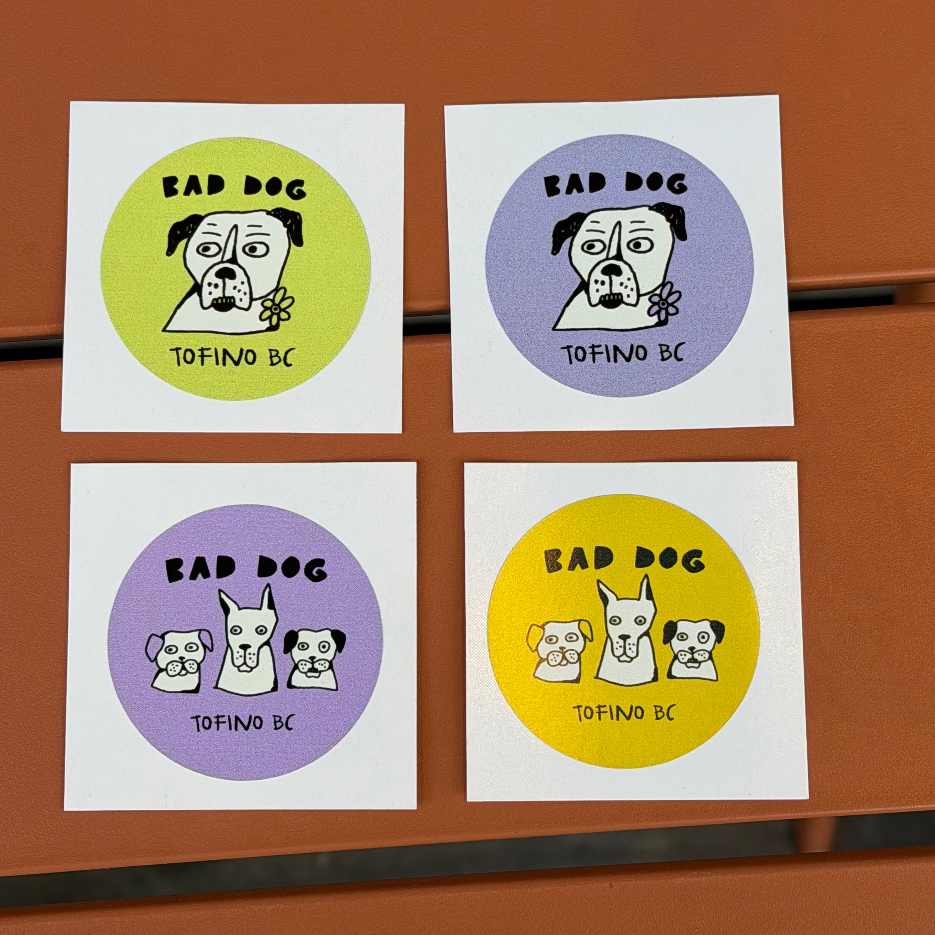 Bad Dog Circle Stickers