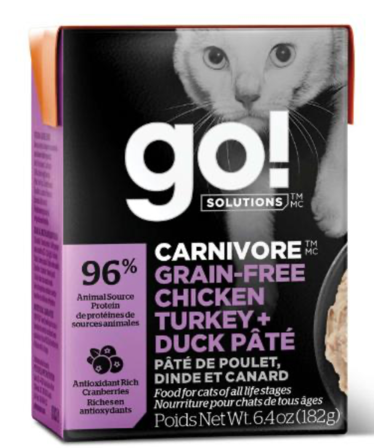 Go! Solutions Carnivore Grain-Free Chicken, Turkey + Duck Pate Recipe Cat Food